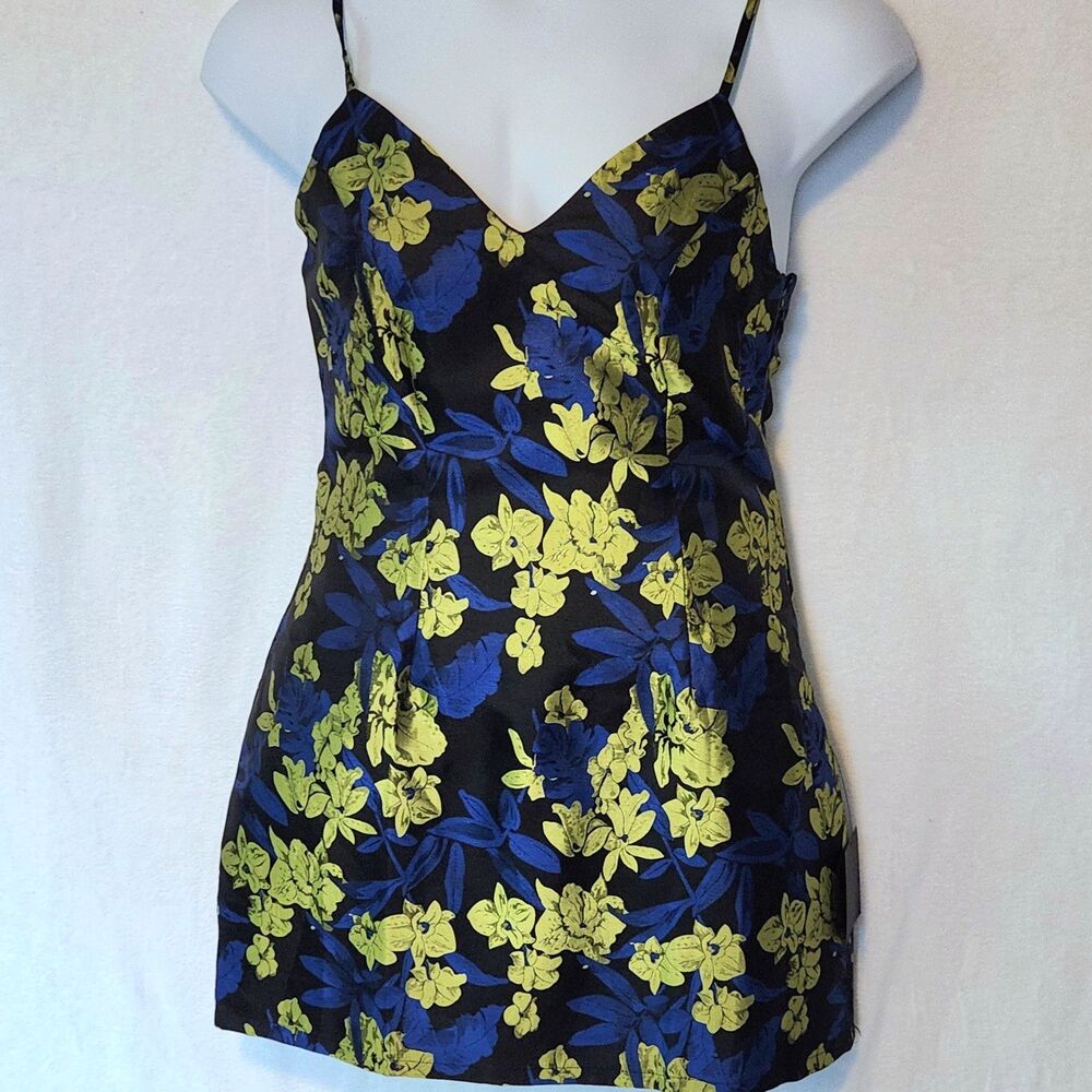 NWT Lulus Medium Absolutely Exquisite Black Blue Floral Jacquard Mini Dress